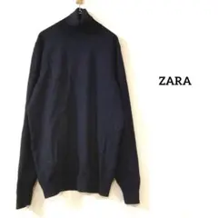 ZARA ザラ　タートルネックニット　トップス　メンズ　ネイビー無地　S