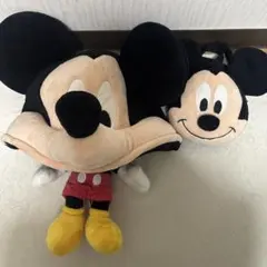 ミッキーマウス ぬいぐるみと耳付きバッグセット