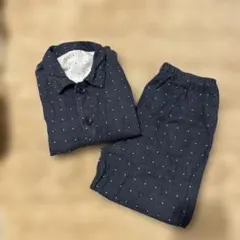 無印良品 ダブルガーゼ ネイビー ドット柄 パジャマ 110～125cm