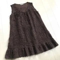 ピンクハウス 綿ローン 総ピコフリル 豪華 茶色 チュニック ブラウス