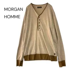MORGAN HOMME モルガンオム　長袖カットソー　ヘンリーネック　L 緑
