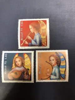 外国切手　ブラジル 1978年 クリスマス切手 3種完　未使用