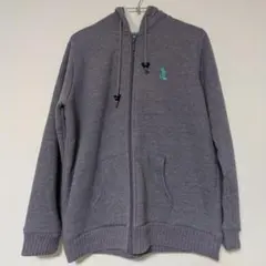 ミッキー刺繍 ジップアップパーカー　ボア　厚手　ディズニー　紫　パープル