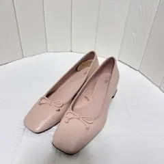 未使用　ZARA ブロックヒール レザーバレエシューズ　ベージュ　38のサムネイル