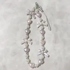 20 ビーズストラップ　ビーズキーホルダー　カメラストラップ　y2k パープル