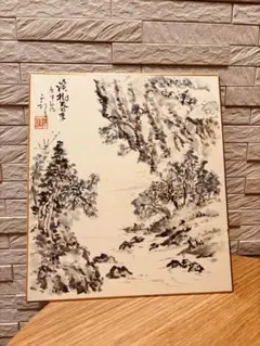 掛軸 「淡彩水墨画 山水風景」中国画 絹本 肉筆 掛け軸 - メルカリ