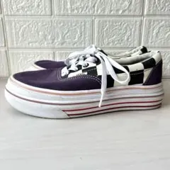 VANS ComfyCush ERA 厚底 スニーカー 24 紫 チェッカー