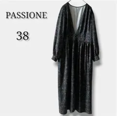 【パシオーネ】２WAY小花柄シャツワンピース ロング Vネック 38 グリーンのサムネイル