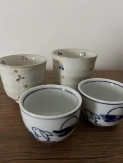 夫婦湯飲み　セット 花柄　おまけウサギ柄小皿