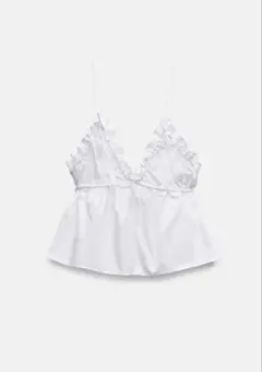 ZARA タイリボン付きプリントップス　キャミのサムネイル