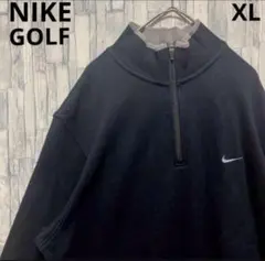 ナイキ ゴルフ ハーフジップ トレーナー スウェット 刺繍ロゴ XL ブラック