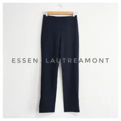美品 エッセンロートレアモン ストレッチ サイドスリット レギンスパンツ 黒
