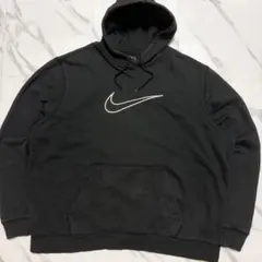 NIKE ナイキ パーカー XXL 黒 白刺繍 スウッシュ ゆるだぼ