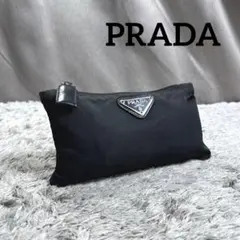 PRADA プラダ 三角プレートロゴ テスート ナイロン ポーチ 小物入れ 黒