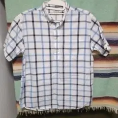 00s　L.L.Bean　プルオーバー　半袖シャツ　チェック　コットン100%