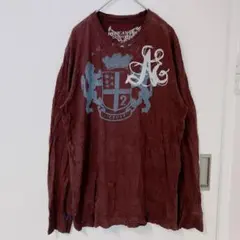 ダメージあり❗️アメリカンイーグル 長袖　Tシャツ 袖リブ　XS ブラウン　茶色のサムネイル