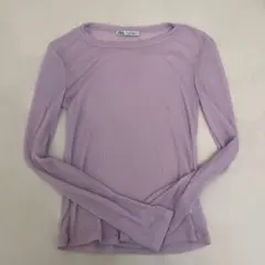 ZARA 薄紫 リブ編み 長袖Tシャツ