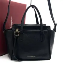 極美品● フェラガモ 2way ハンドバッグ エイミー ガンチーニ ブラック