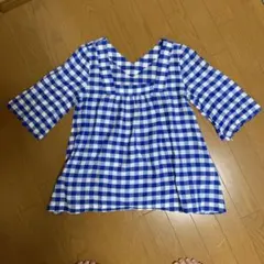 ジャーナルスタンダード チェック プルオーバー  シャツ 青×白 5分袖