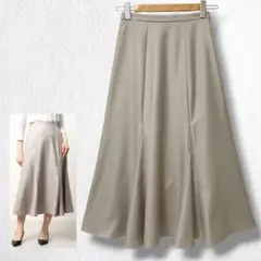 STYLE DELI ロングフレアスカート ベージュ 光沢感 S 【258のサムネイル