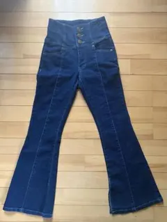 FUN ハイウエストフレアパンツ ダークブルー