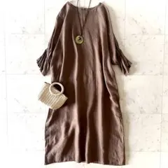 美品 アーバンリサーチドアーズ リネン キャンディスリーブワンピース 洗える