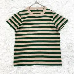 UNIQLO ユニクロ Tシャツ ボーダー 半袖 M 肌色 緑 コットン100%