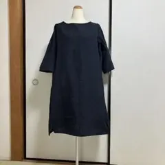 正絹紳士夏紬　七分袖ロングチュニックＬ