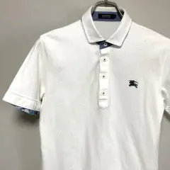 ホワイト襟青BURBERRY バーバリー ブラックレーベル ポロシャツ 2 M