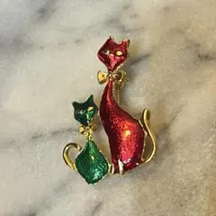 クリスマスカラー★CATsブローチ