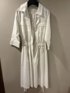 ホワイト シャツワンピース 長袖
