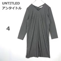 【アンタイトル】織柄Vネックワンピース ひざ丈 上品 きれいめ 日本製 グレー