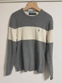 ポロ　ラルフローレン　グレー/アイボリー　ニット