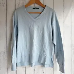 イング　水色　Ｖネックニット