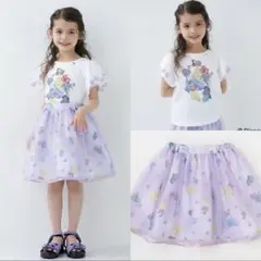 新品　アナスイミニ　ディズニープリンセス袖チュールTシャツ　スカート