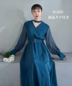 オケージョンドレス/結婚式】HARE 2WAYソデシアーワンピース ブルー