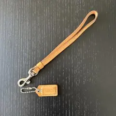 【美品】COACH レザー ストラップ タグ　ブラウン