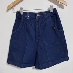 【Y2Kギャル】濃紺ハイウエストデニムキュロットショートパンツ00s平成レトロのサムネイル