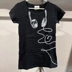 RUSS-K ライブTシャツ風 半袖 Tシャツ ブラック ヘッドホン柄 Y2K