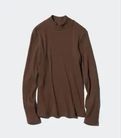ユニクロ　リブハイネックT ブラウン カットソー　【Ｌ】　美品