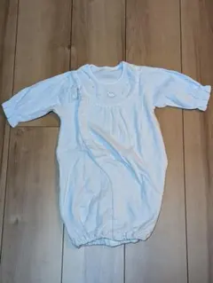 ホワイトベビードレス 50-70cm 長袖 フリル付き