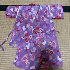 紫色ハローキティ　花柄甚平 90センチ