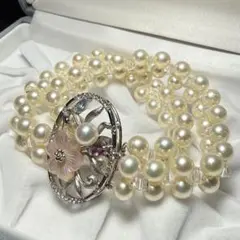 あこやパールネックレス シルバー 約6.7-7.0mm 約49.2g Pearl