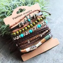 ネイティブ系 サボテンブレスレット インディアン アメカジ 6本セット男女兼用