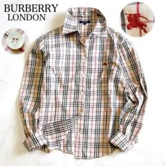 美品 バーバリーロンドン ノバチェックシャツ ホースロゴ刺繍 40 L