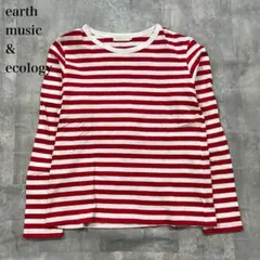 アースミュージックアンドエコロジー【M】Tシャツ ボーダー柄 クルーネック