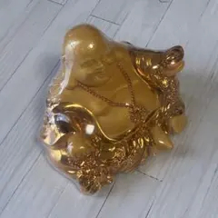 仏像 可愛い 布袋さんの置物 樹脂製 金色 七福神 布袋様 オブジェ 金運お守り