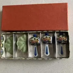 陶器製 花柄 葉っぱ形 箸置きセット
