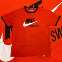 NIKE y2k リンガーTシャツ　半袖　オレンジ　デカロゴ