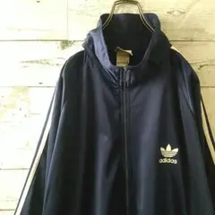 人気☆90s アディダス 刺繍ロゴ トラックジャケット ネイビー L～XL